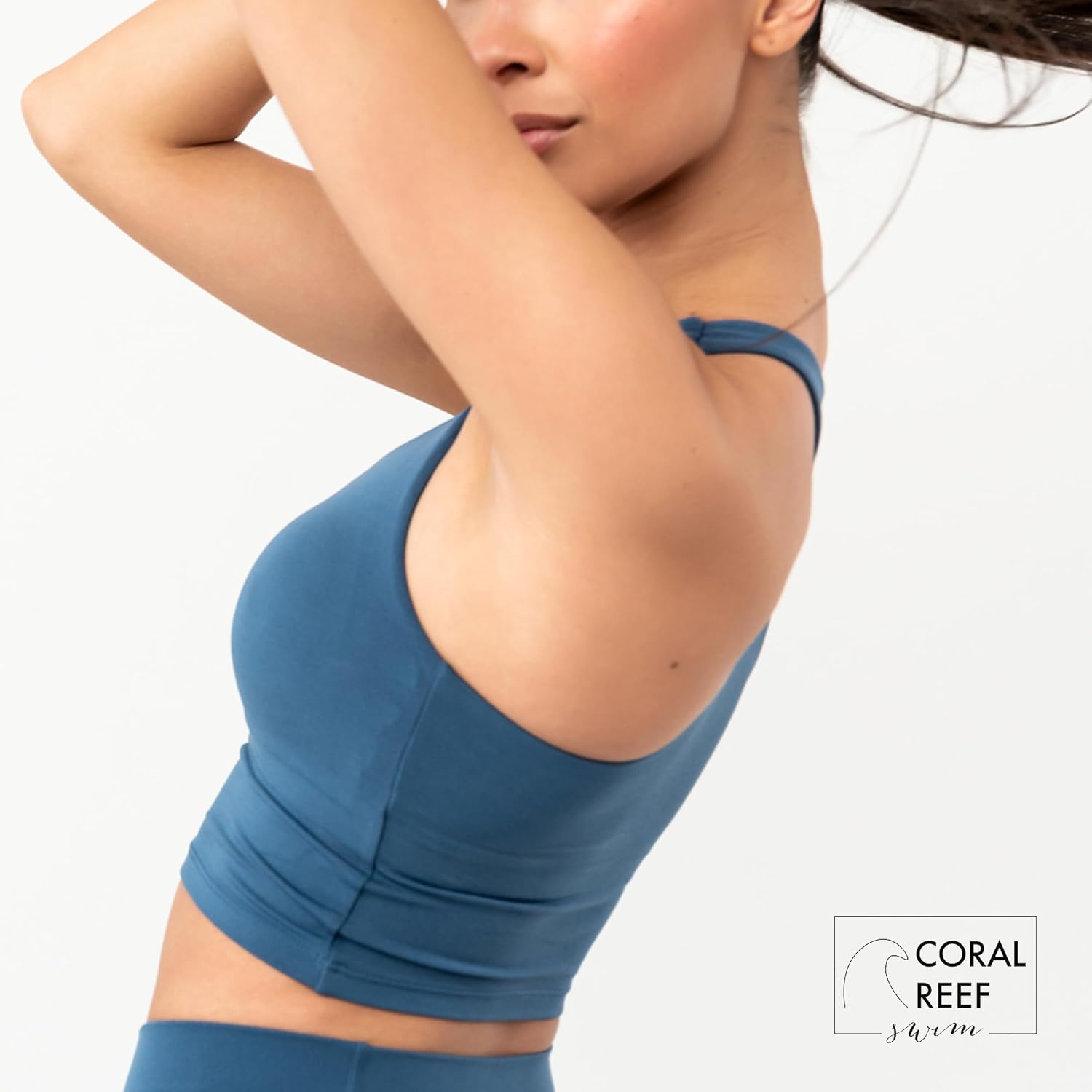 Coral Reef Swim Long Line Tank – Women’s Tops with Built-in Shelf Bra for Workouts or Everyday Wear - Deep Blue (XXS - 3XL)