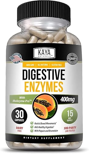 Kaya Naturals Enzimas digestivas con prebióticos y probióticos - Píldoras para aliviar el estreñimiento y la hinchazón para mujeres y hombres -