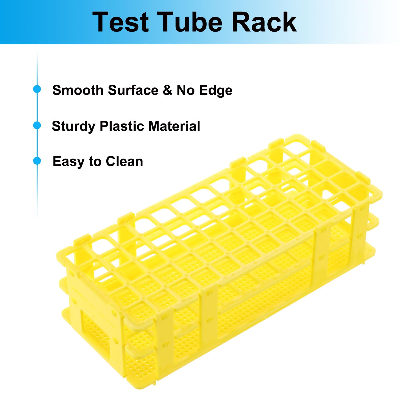 PATIKIL Porta Provette Con 60 Fori 4 Pezzi Foro Quadrato 16mm Porta Provette In Plastica Smontabile Adatto Per Provette Da 16mm Per Esperimenti Scientifici In Laboratorio Giallo