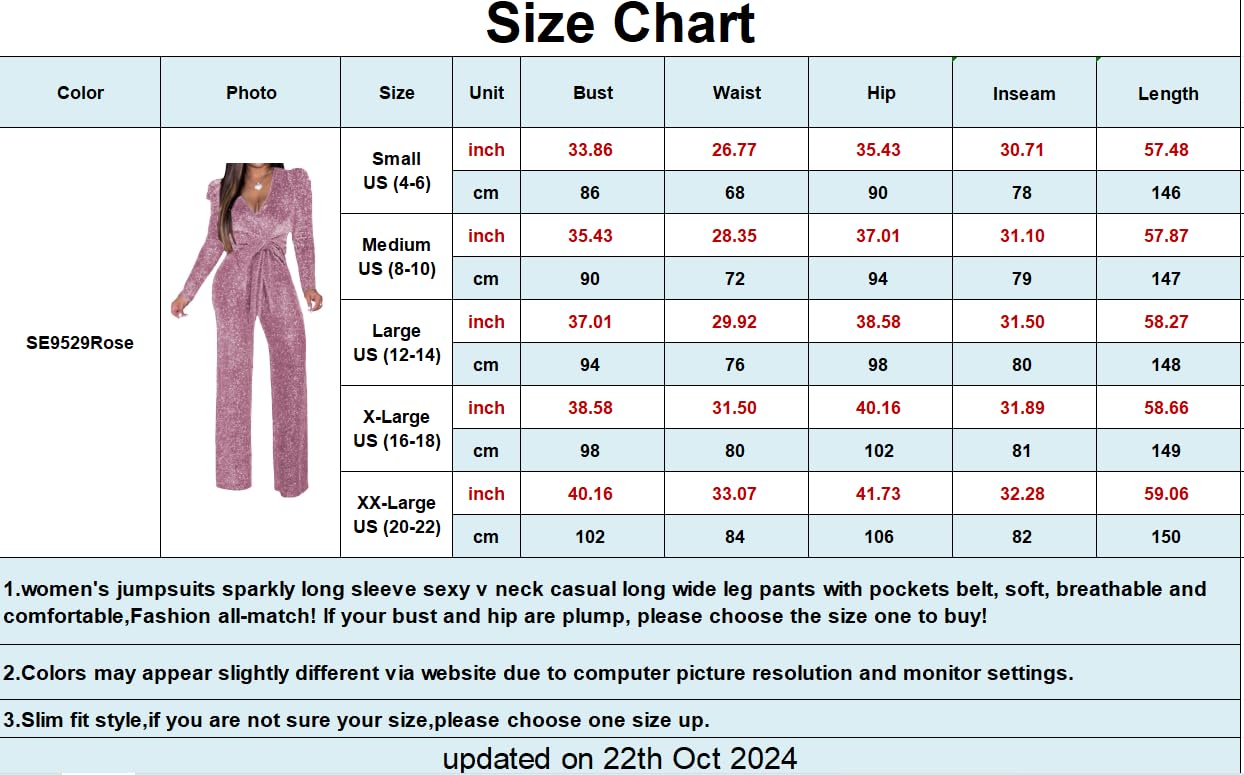 Tute scintillanti da donna sexy a maniche lunghe da cocktail elegante collo a lupetto aderente pantaloni lunghi dritti pagliaccetti con tasche, Rosa, Small