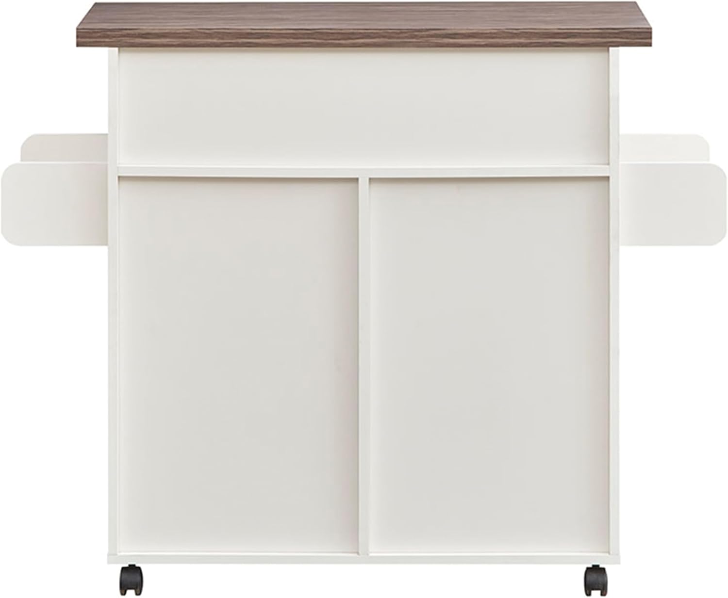 Deluxe Mobile Kitchen Island Cart with Water Resistant Top and Storage Cabinets with Adjustable Shelves – Coffee Bar or Kitchen Cart with Towel Rack and Spice Rack and Locking Wheels