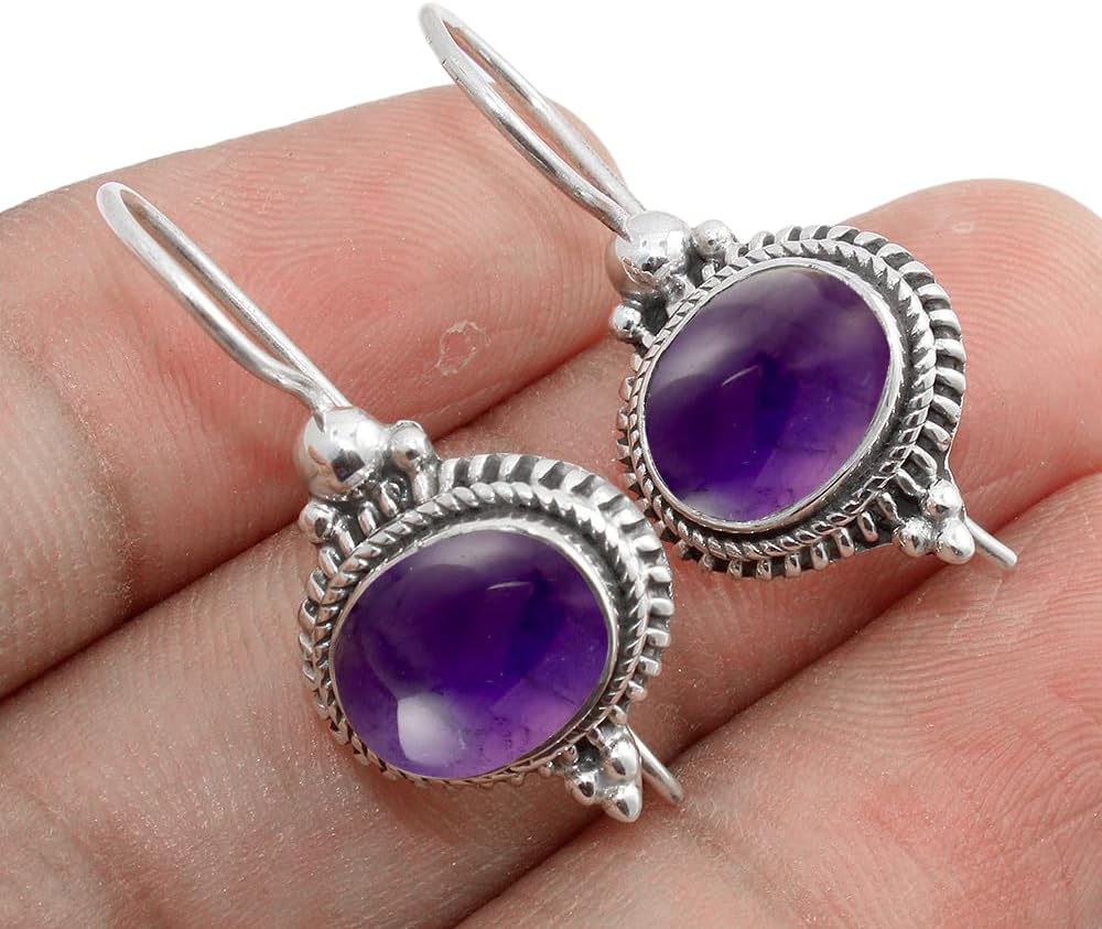 Solid 925 Sterling Silver Dangling Earrings For Womens Natural Gemstone Dangle Drop Earrings Hypoallergenic Dangle Earrings Valentines Day Gift
