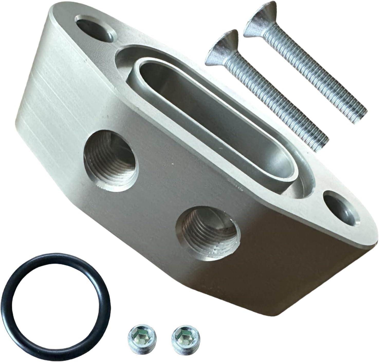 LS Oil Port Adapter Dual 1/8" NPT Oil Feed Line Plate Fit for GM LS Engines