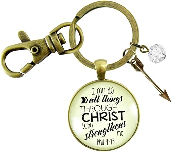 Gutsy Goodness Faith He Provides Keychain Southern Womens Jewelry Pendant Key Ring Fob Purse Clip Card & Gift Box