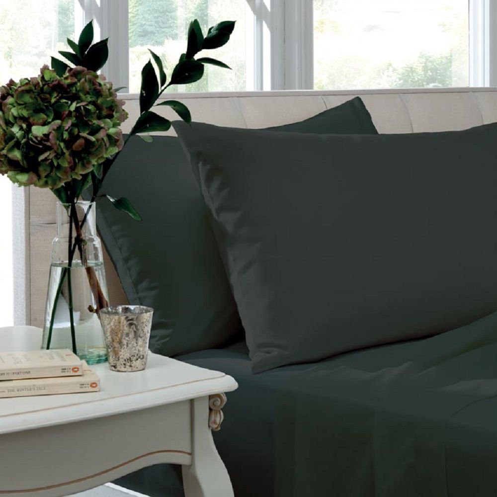 Catherine Lansfield Easy Iron Percale Standard Pillowcase Pair Black