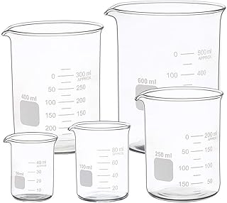 Graduated Glass Measuring Low Form Beaker Set 50ml 100ml 250ml 400ml 600 ml