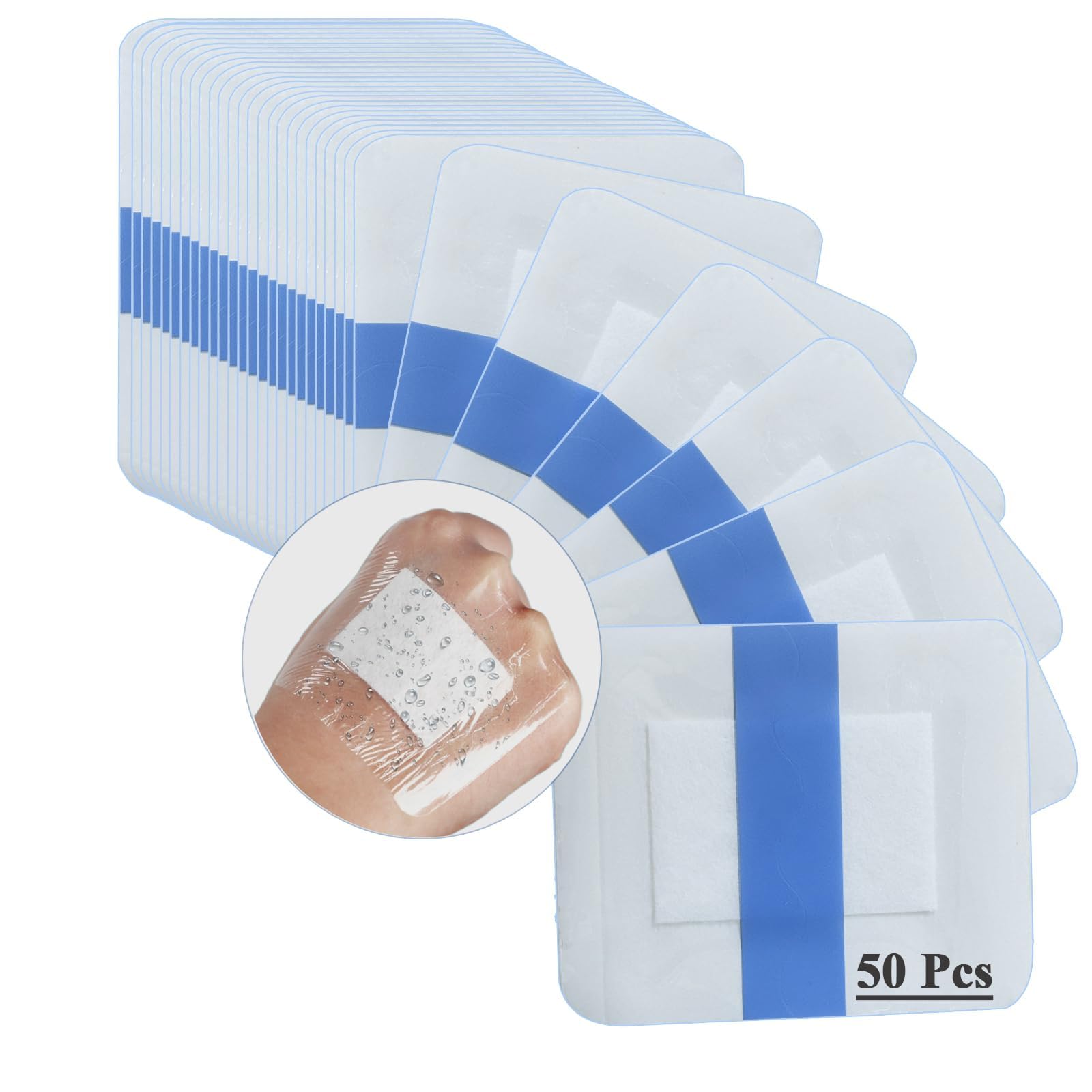NELLHOMY Wasserfeste Pflaster Steril, Duschpflaster Wasserfest, Wasserdichte Transparent Wundauflage Groß, Starker Halt,Ideal zum Duschen Sport,Einzeln verpackt