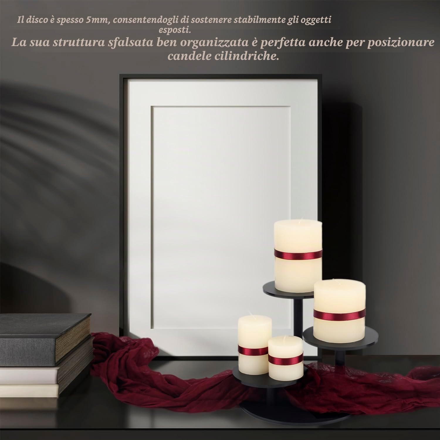 Espositore in acrilico smerigliato per statuette piccole esposizioni a piedi per piante grasse supporto figure a 3 livelli per decorazione 1 confezione (Nero)