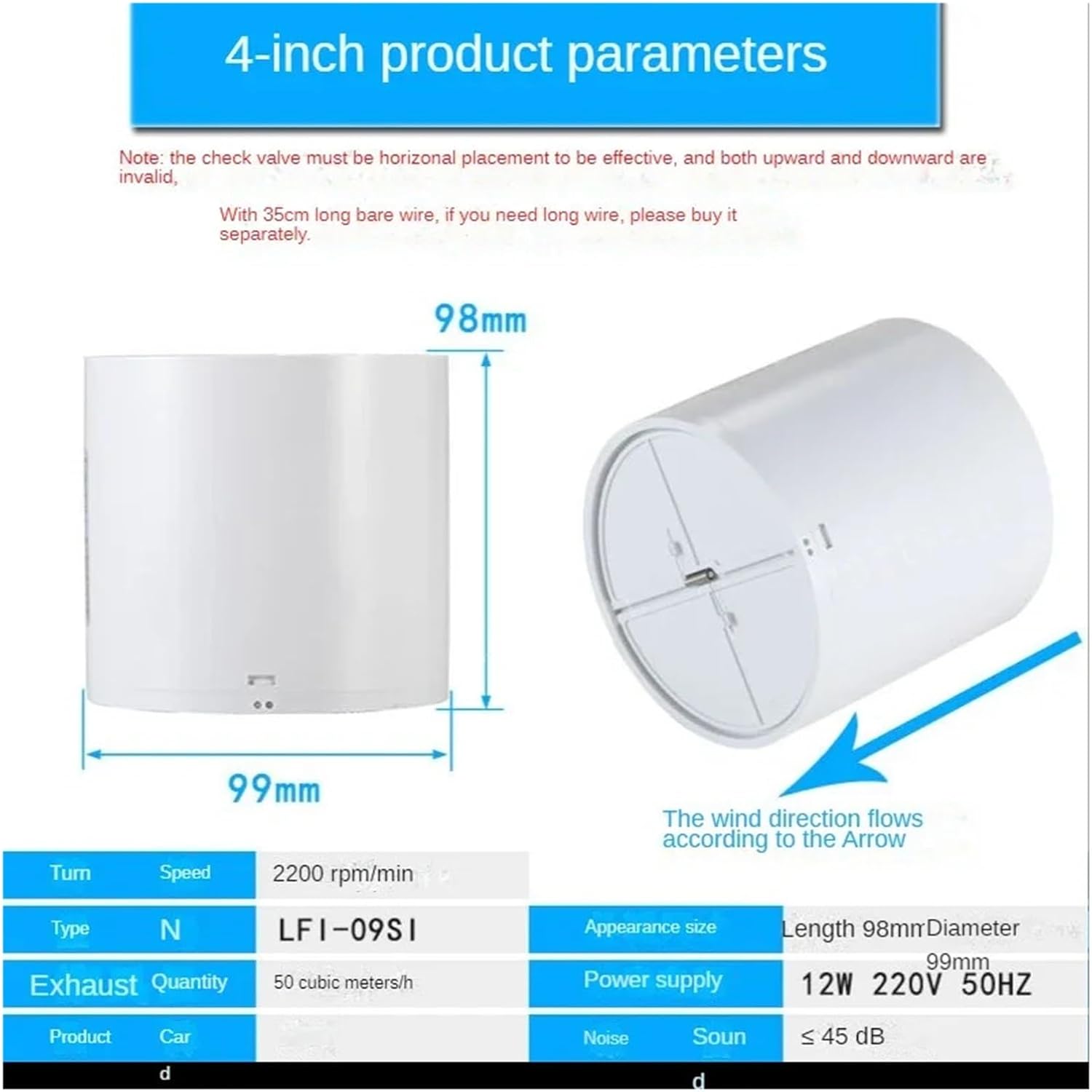 4 Inch Electric Exhaust Fan Low Noise Ventilation Wall Mounted Window Fan
