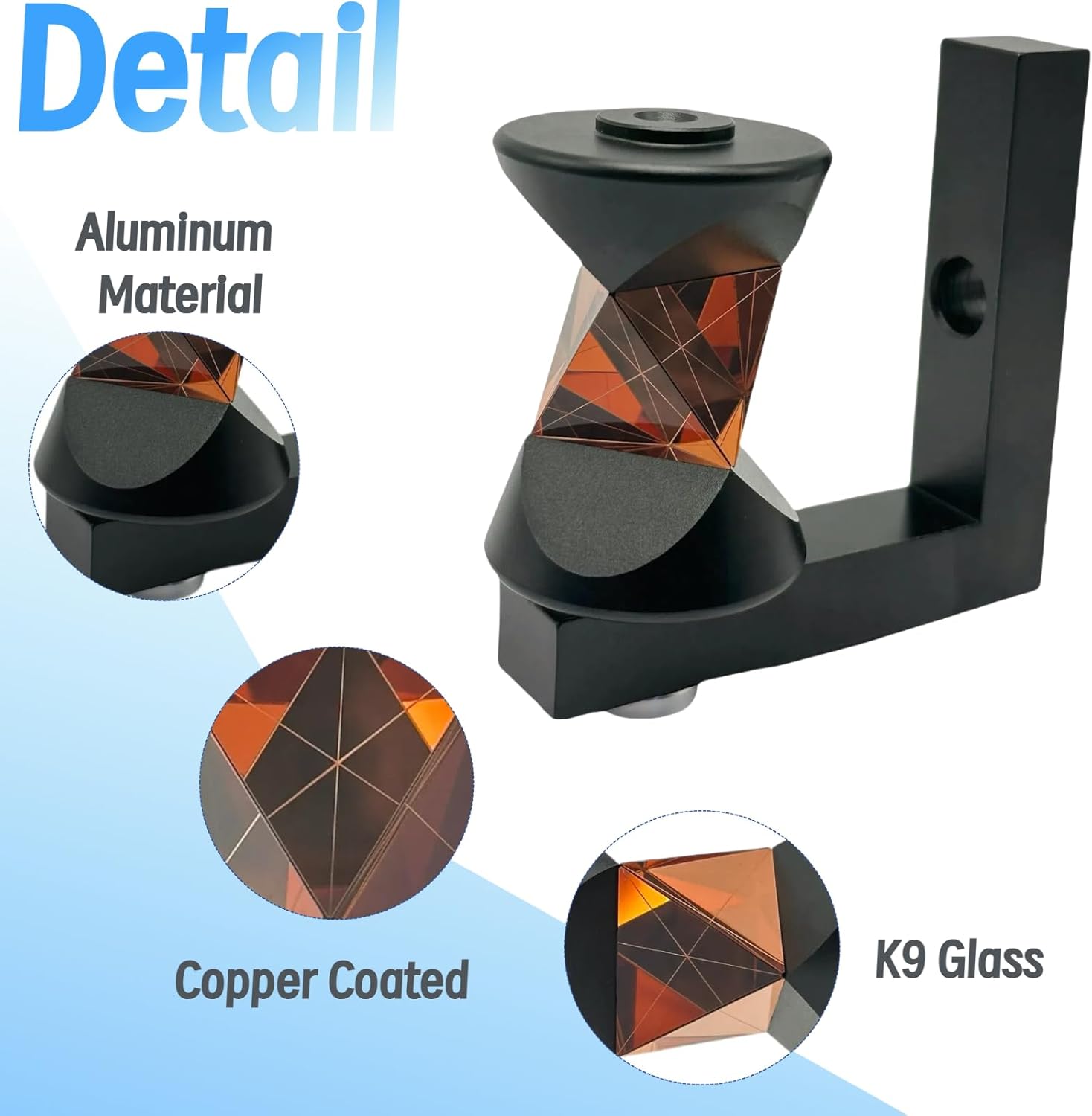GRZ101 Replacement for Leica Prism 360 Degree Mini Copper/Silver Coated Survey Prism with L Bar Bracket Mount Total Station Prism