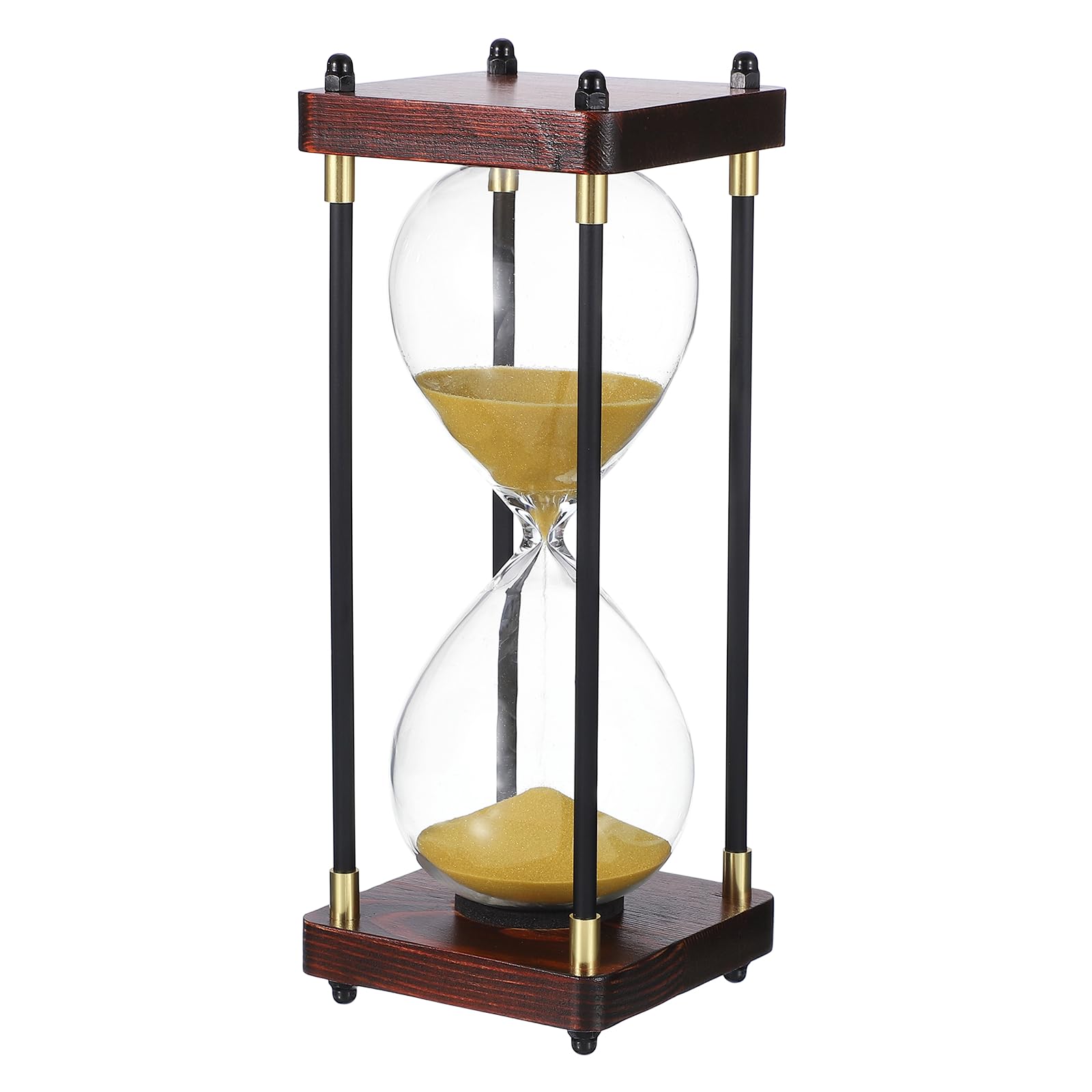 PATIKIL Large Decorative Sand Timer, 30 Minutes Wood Hour Glass Timer Modern Wooden Hour Glass for Cooking Game Office Classroom Kitchen Home, Gold Tone(Style 2)
