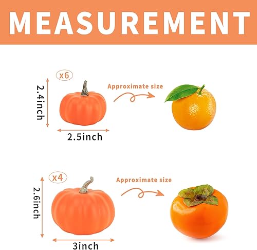 Miniatura 3 de 10 calabazas falsas para decoración de Acción de Gracias, calabazas de plástico naranja para decoración del hogar, mini calabaza artificial para