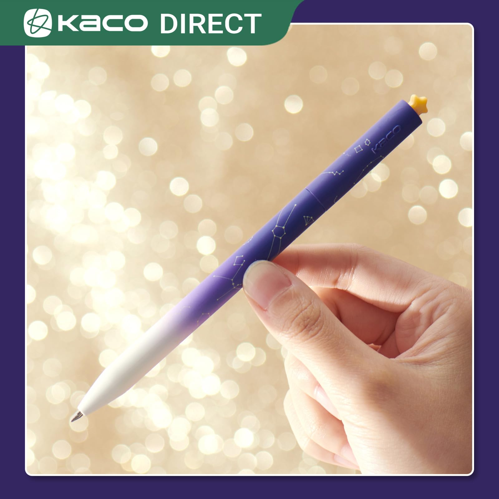 Kaco FIRST Gel Pens Cute Stationery, Pack of 2 Pieces Heart Pen Set with Extra 4 Black Refills (): 2 Purple