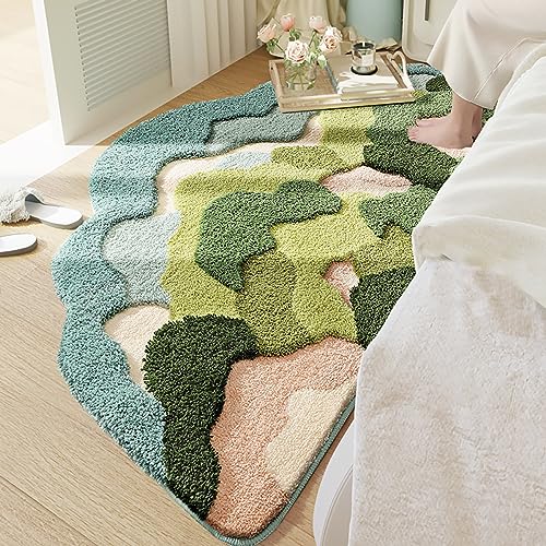 Moos-Teppich, 3D-Stereo, niedlich, unregelmäßig, Grün, Wald, Gras, Blume, Moos, Teppich für...