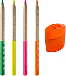 Lápis Marca Texto Fluo Tris C/4 Cores + Apontador