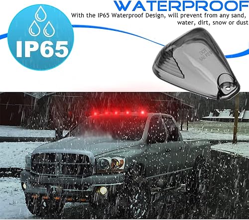 Miniatura 3 de WINETIS 5 luces de marcador de cabina de techo con bombillas LED rojas de repuesto compatible con Ford F150 F250 F350 F450 F550 F650 F750 E150 E250