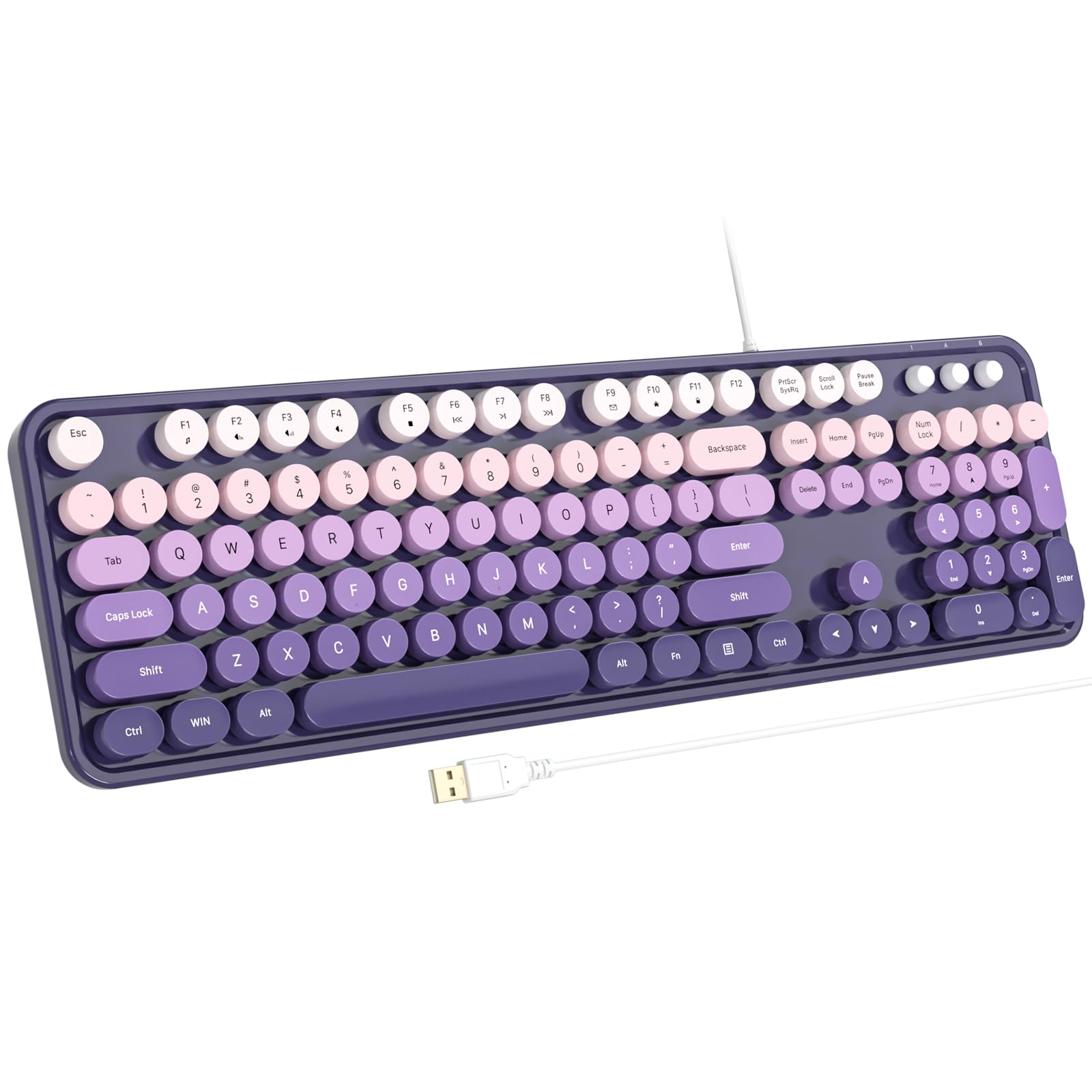 Atelus Computer Keyboard Wired, Plug Play USB Keyboard with Large Number Pad, Caps Indicators, Foldable Stands, Full Size Keyboard for Windows PC Laptop (Purple)