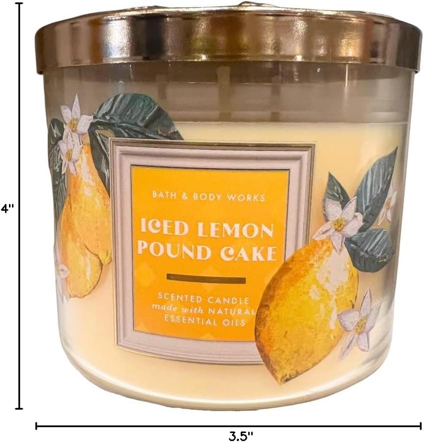 Bath & Body Works ICED Lemon Pound Cake 3-Wick Scented Candle - 2023 New Scent