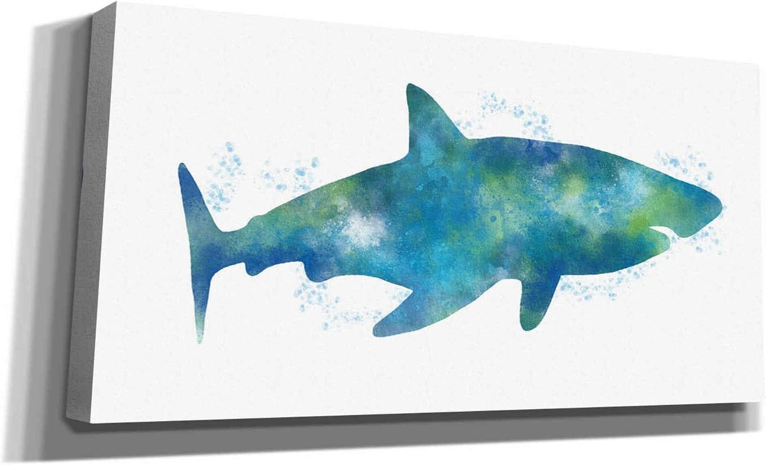 Epic Graffiti 'Watercolor Shark III' by Linda Woods, Canvas Wall Art, 24"x12"