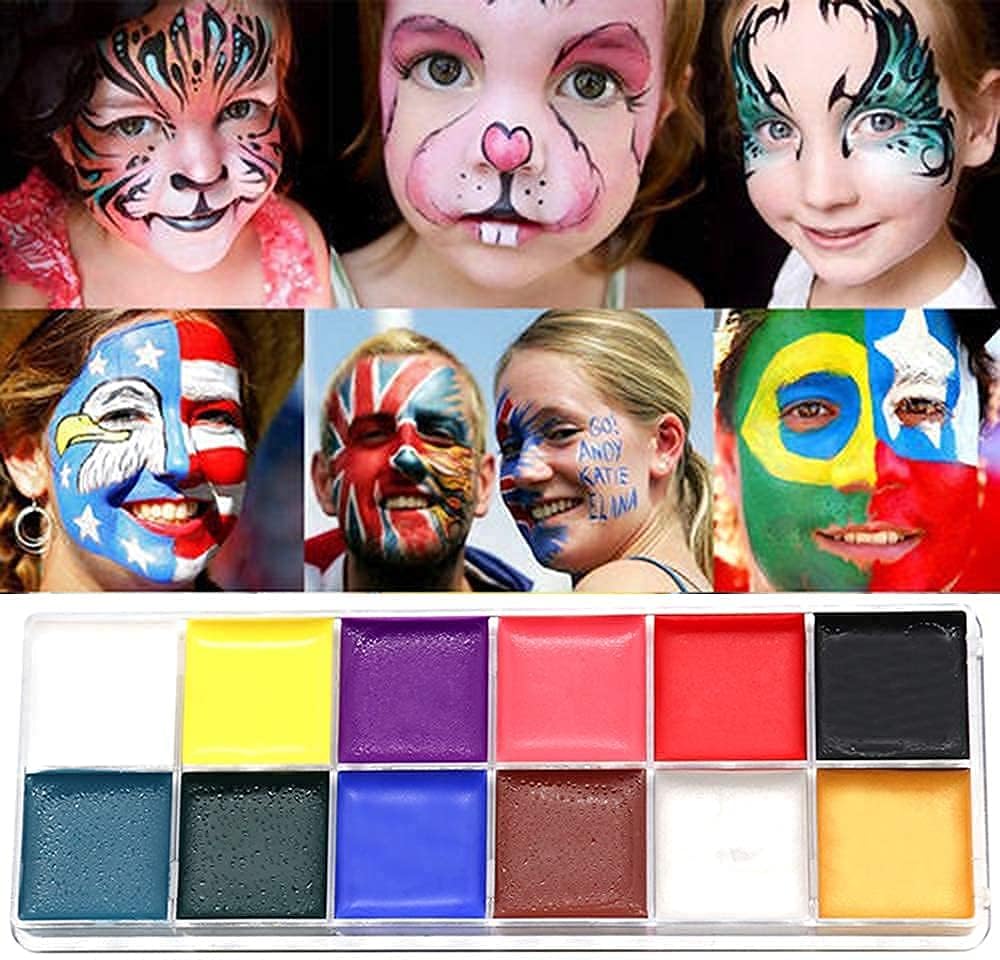 Face Paint Professional Oil Based Body Painting Palette Set 12 Flash Colour for Adults Gifts Halloween Cosplay Decoration Art Makeup - Image 5