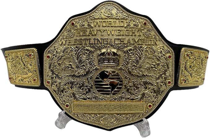 Generic Big Gold World Heavyweight Wrestling Championship Title Belt Replica, Adult Size, 6mm Thick Plates 7.7lbs Weight, Black