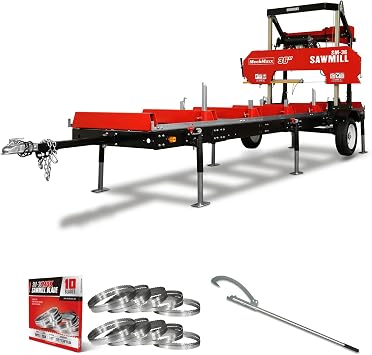 MechMaxx 36" MAX Portable SawmillTrailer Combo Include, ZONSEN 750cc 25HP Dual Cylinder Engine, 36" Board Width, 20 Track Length, SM-36MAX