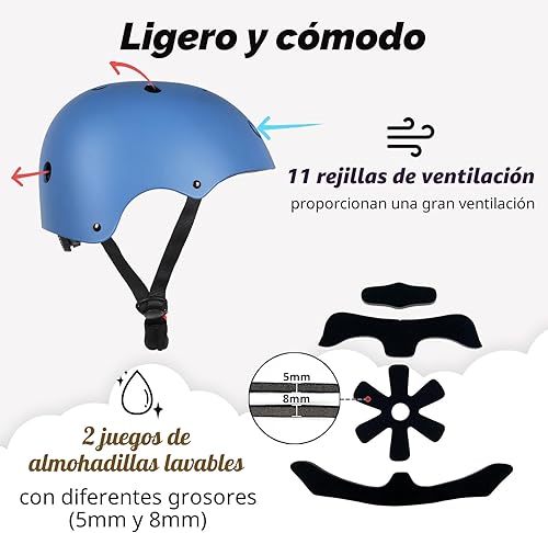 Miniatura 5 de Casco de bicicleta para niños, ajustable y para múltiples deportes, desde niños pequeños hasta jóvenes, 3 tallas