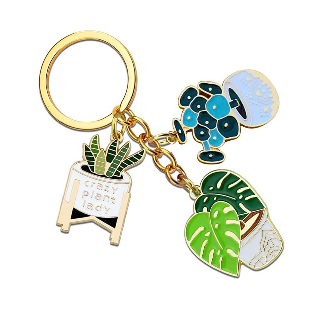 Meimimix Cute Fashion Keychain Ladies Succulent Potted Succulent Shaped Keychain Golden Car Keychain Jewelry for Friends