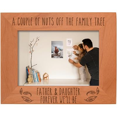 ThisWear Dad Gifts from Daughter Father & Daughter Forever We'll Be Father Day Gifts Natural Wood Engraved 5x7 Landscape Picture Frame Wood
