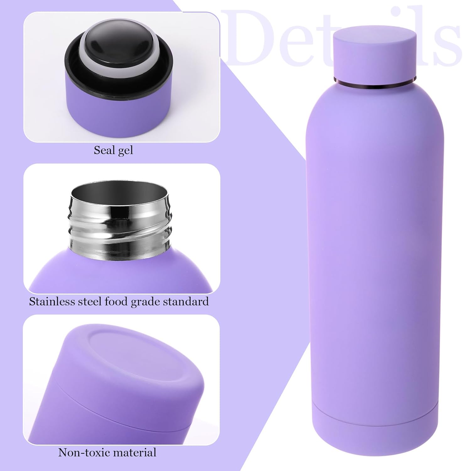 Bokon 10 Pcs Stainless Steel Water Bottle Bulk Valentines Employee Week Gifts School Double Layer Vacuum 17 oz Small Mouth Sport Insulated Metal Teacher Reusable Flask Leakproof Lid - Image 3