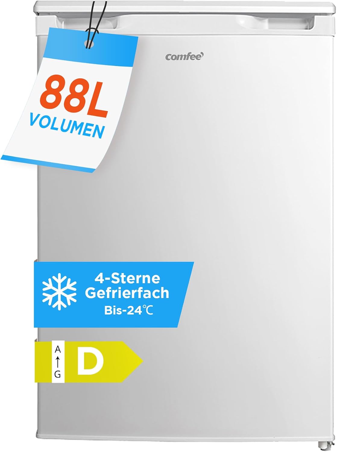 Comfee 88L Gefrierschrank, Kompakter Tiefkühlschrank, Freistehend