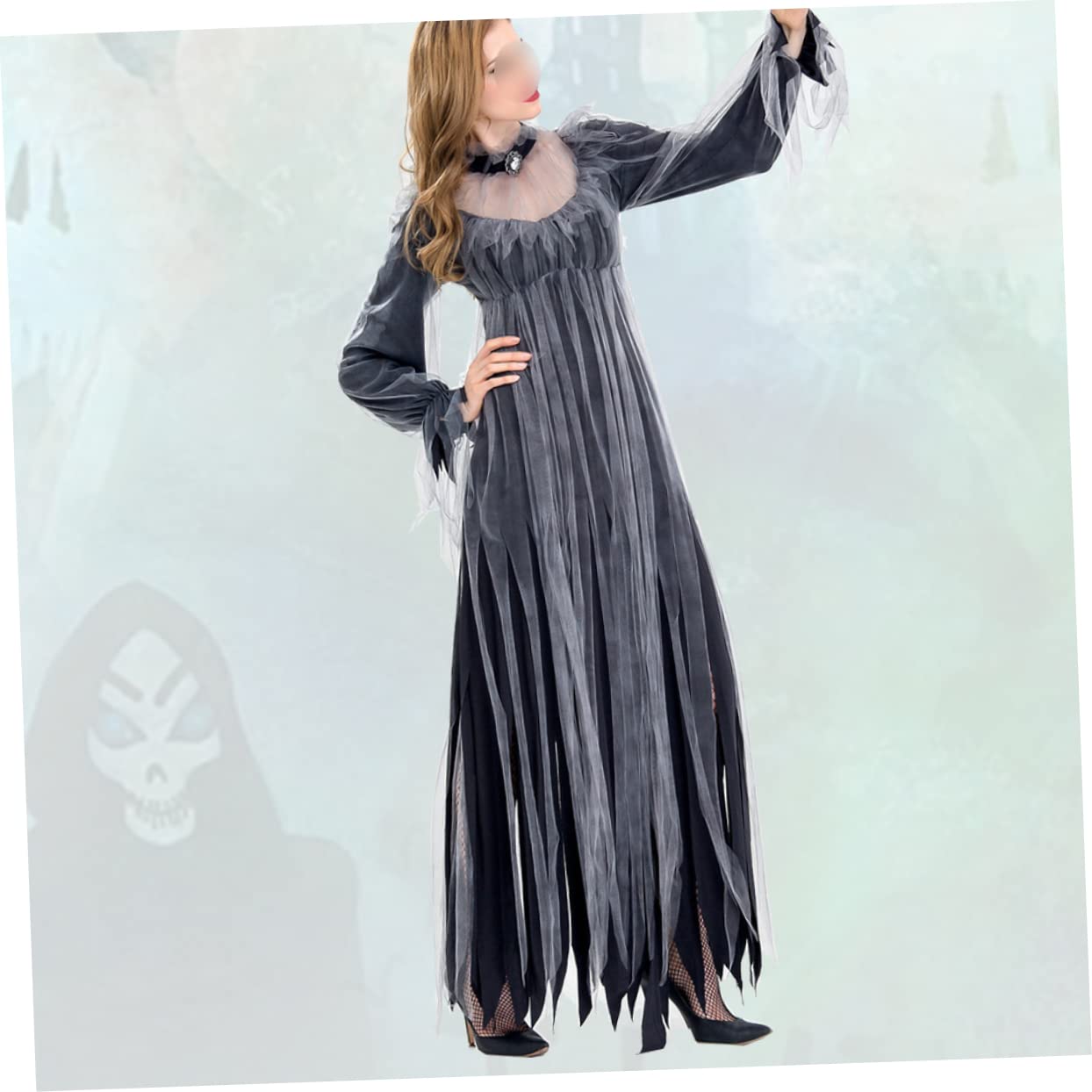 2 Piezas traje para cosplay vestido cosplay vestidos de gala vampiro Ideal para disfraces de Halloween traje de para el rendimiento vestido de disfraz de bruja para adultos