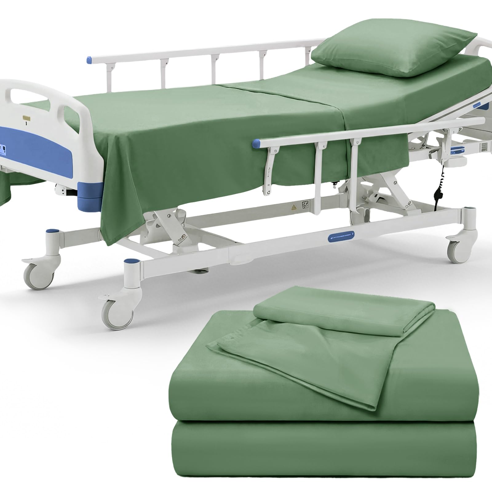 P Pothuiny Hospital Bed Sheet Set - White Microfiber -9