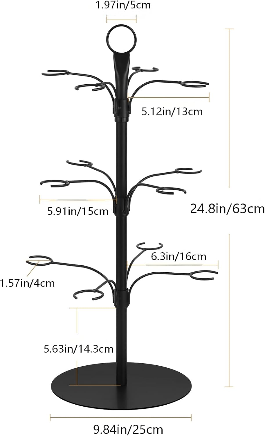 Cocktail Tree Stand for Drinks, 3-Tier Metal Champagne Tower with 12 Holders, Rotating Drink Display Stand for Martini, Margarita, Champagne, Wine Glasses, Wedding, Party, Bar Decor