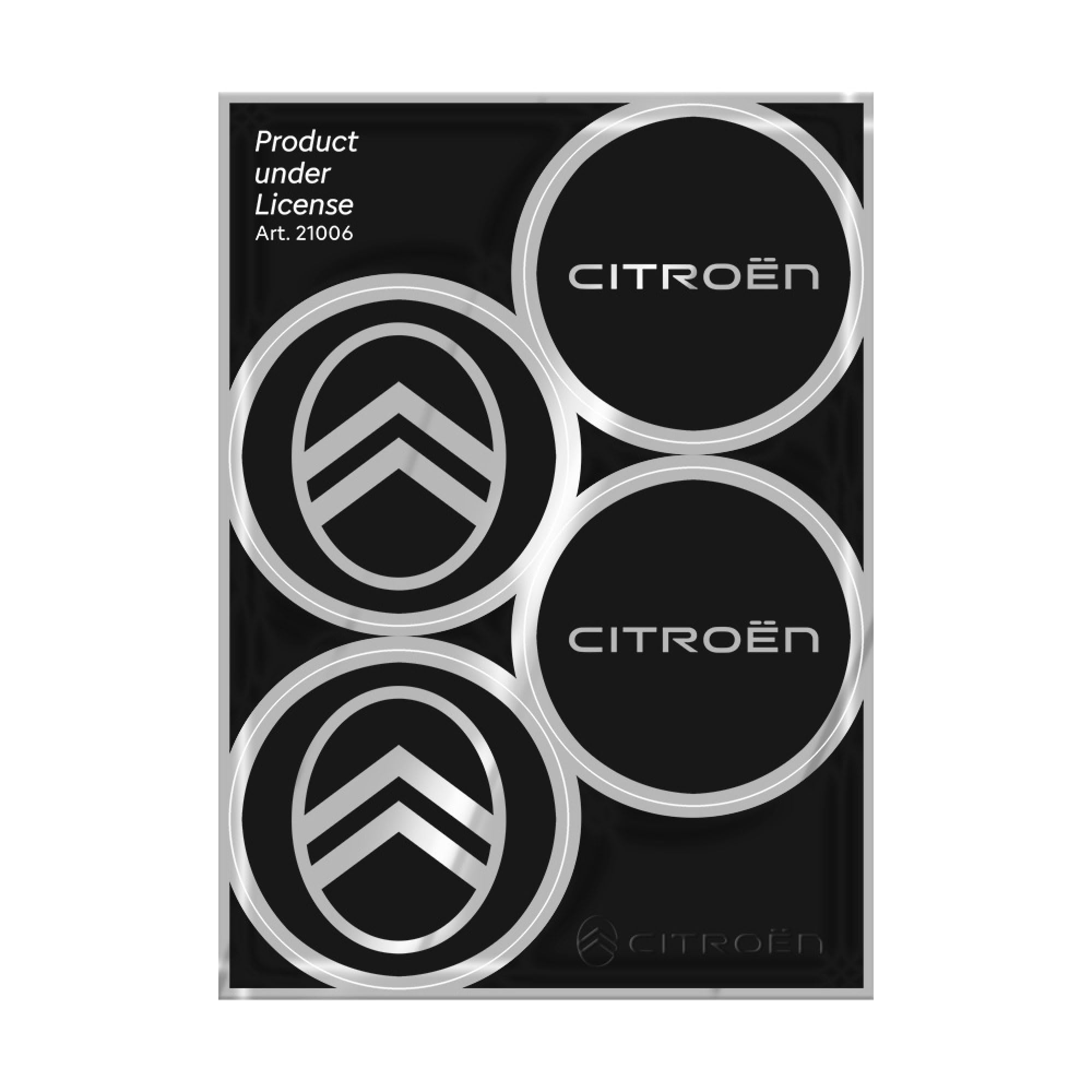 4R Quattroerre.it Wheel Cover Stickers Compatible with Citroen New Official Logo 4 48 mm, Black