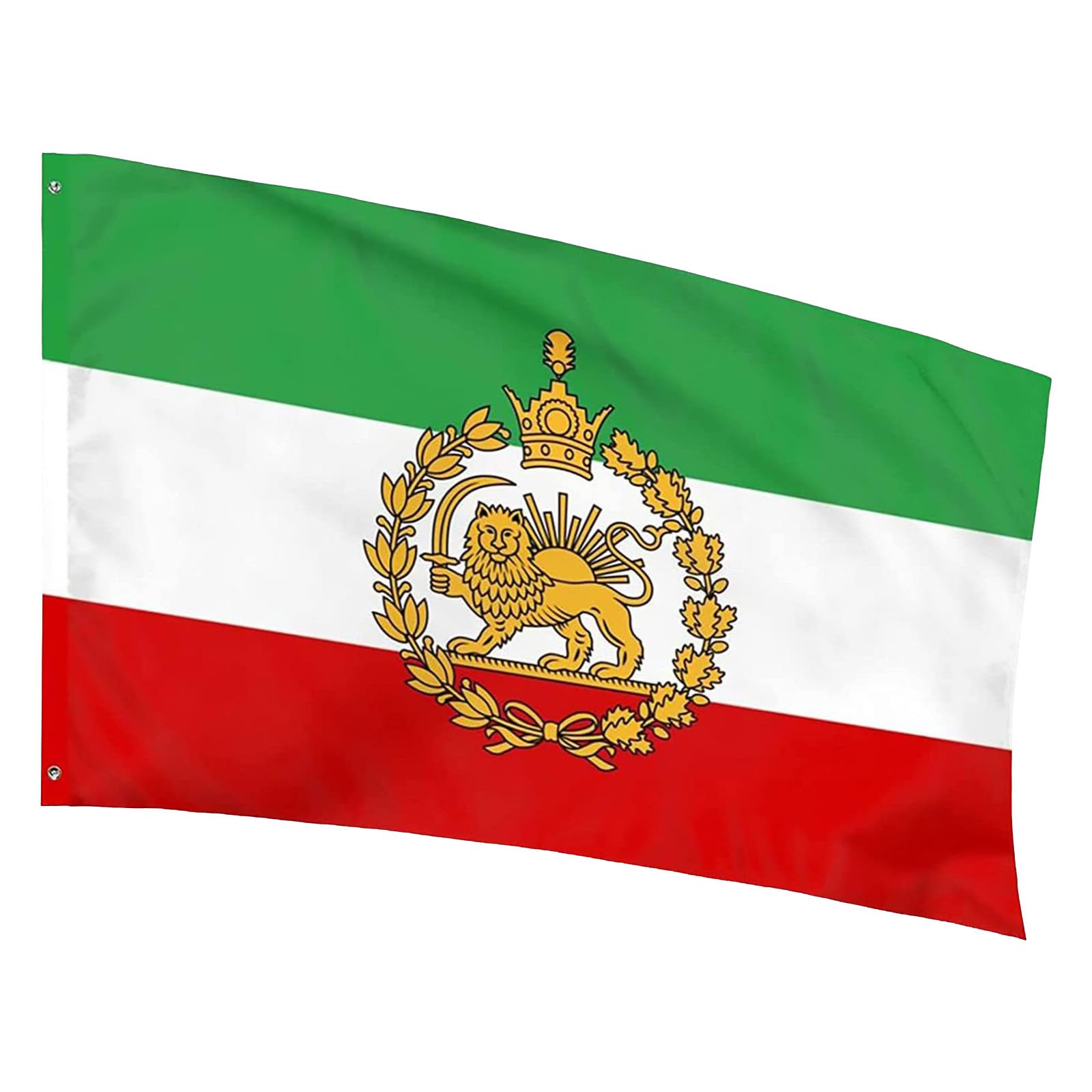 Iran Flag 3x5FT Iranian Flags Old Historic Persian Iran Flag With Lions Sun Crowns Dur-able Double Stitched And Polyester For Garden Fence Lawn Park Patio Family Gatherings 2 Brass Grommets (A&06)