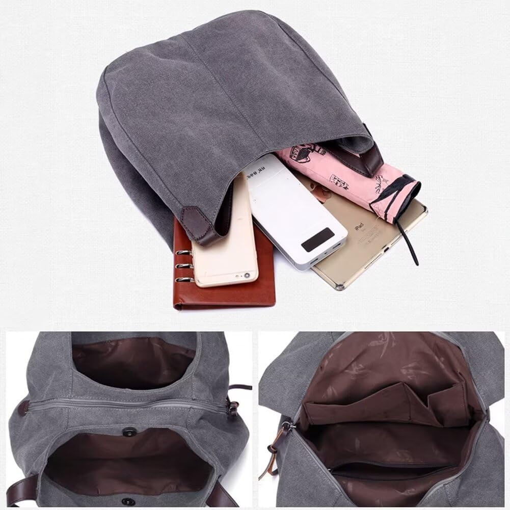 Handbag for Women Canvas Work Tote Bag Ladies Cloth Purse Casual Everyday Shoulder Bag Multi-Pocket Top Handle Handbag - Image 2