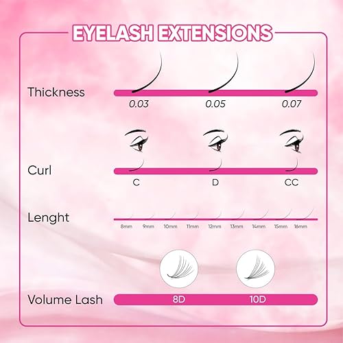 Miniatura 5 de LOOSE MIX 4 - 1000 abanicos de manos sueltos, pestañas de volumen de aspecto natural de 3D a 16D, rizo C CC D DD, extensiones de pestañas postizas,