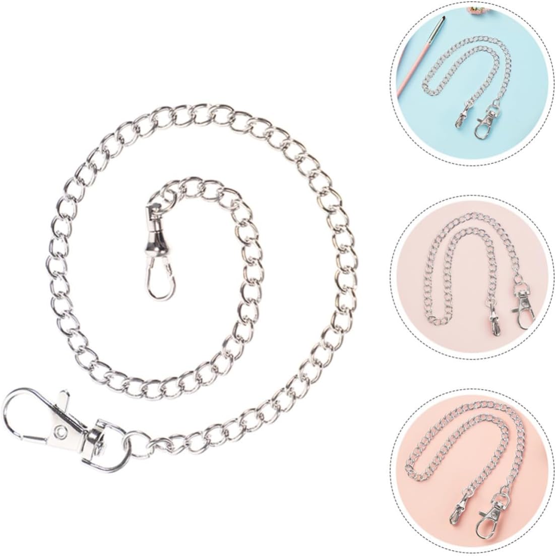 FRCOLOR Pocket Watch Chain with Lobster Clasp Metal 2pcs Vintage for Men