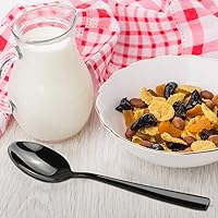 Vista 6 de Teyyvn Cucharas de postre de acero inoxidable negras de 12 piezas