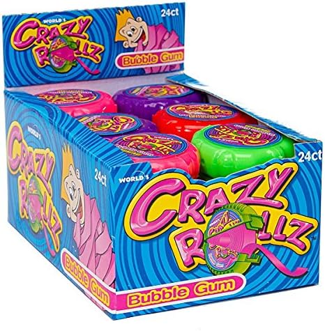 World Confections Crazy Rollz Bubble Gum Rolls (Pack of 24)