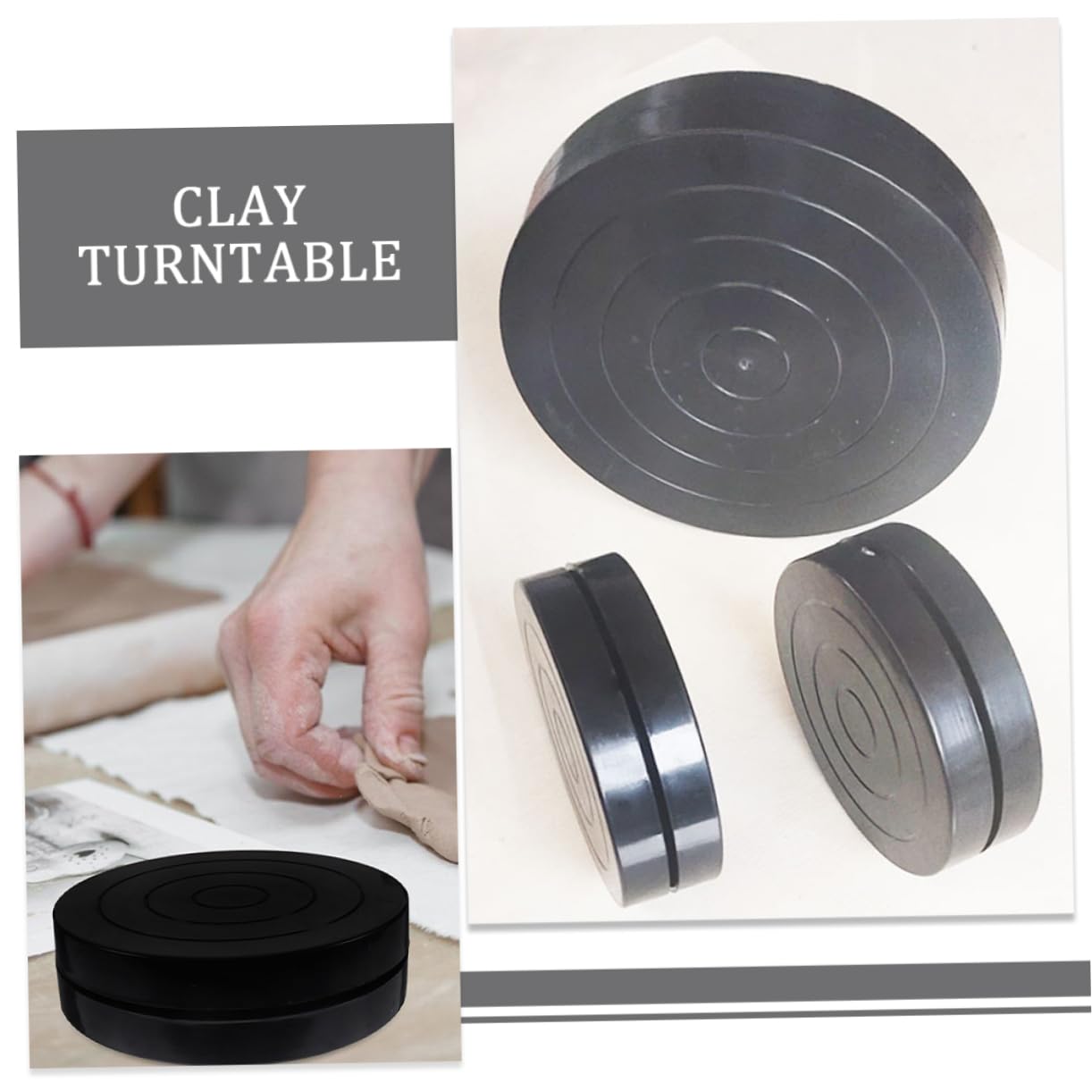 Gadpiparty 3 Series Mesa Rotativa De Escultura De Arcilla Cerámica Placa Giratoria Tocadiscos Giratorio Girar La Escultura De La Plataforma Giratoria El Plastico Negro 2 Piezas X 3