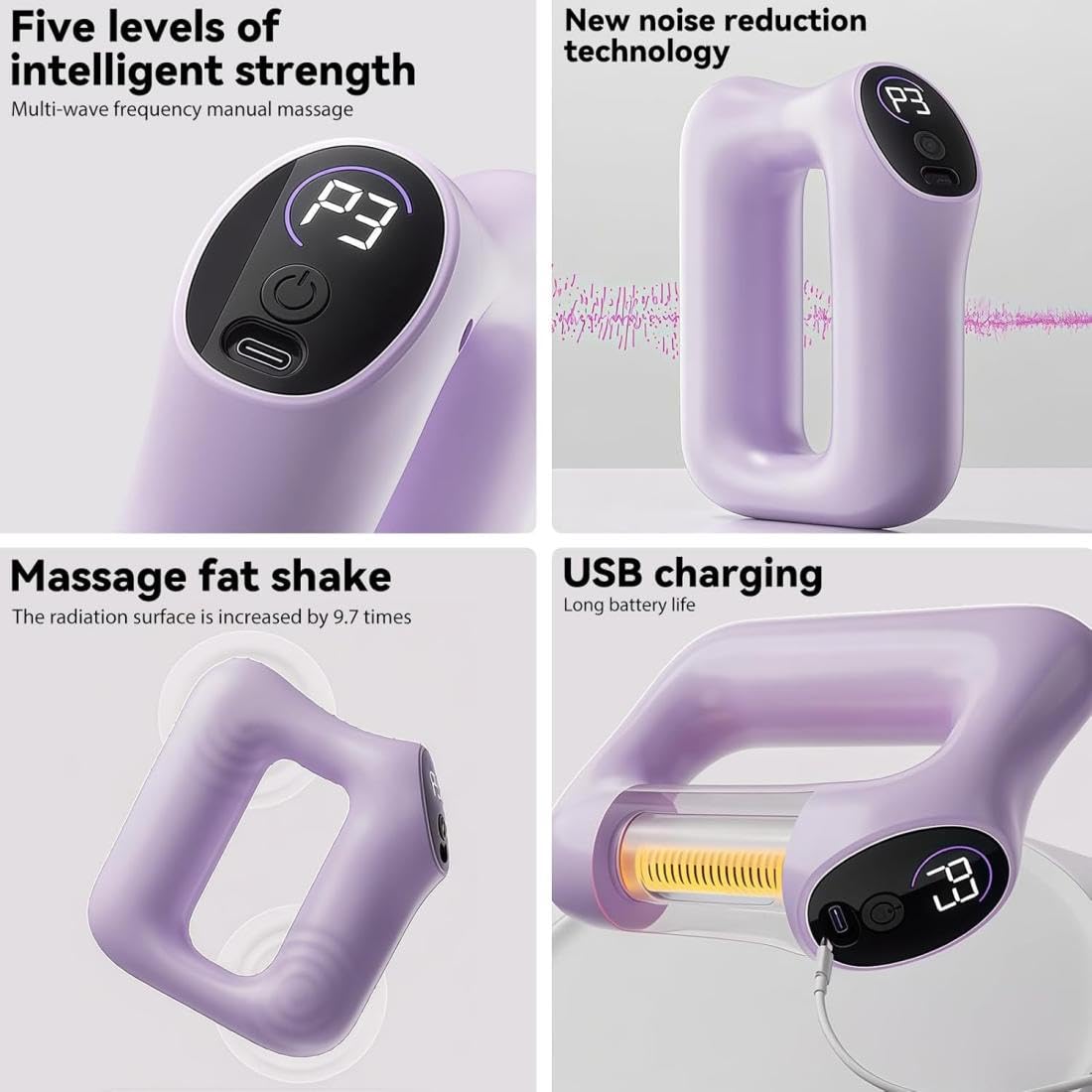 Multifunktionaler Ganzkörper-Faszienring, ergonomisches elektrisches Faszienmassagegerät, 3 Modi 5 Stufen einstellbar, multifunktionales Faszienwerkzeug für Rücken, Beine, Arme, Muskelentspannung