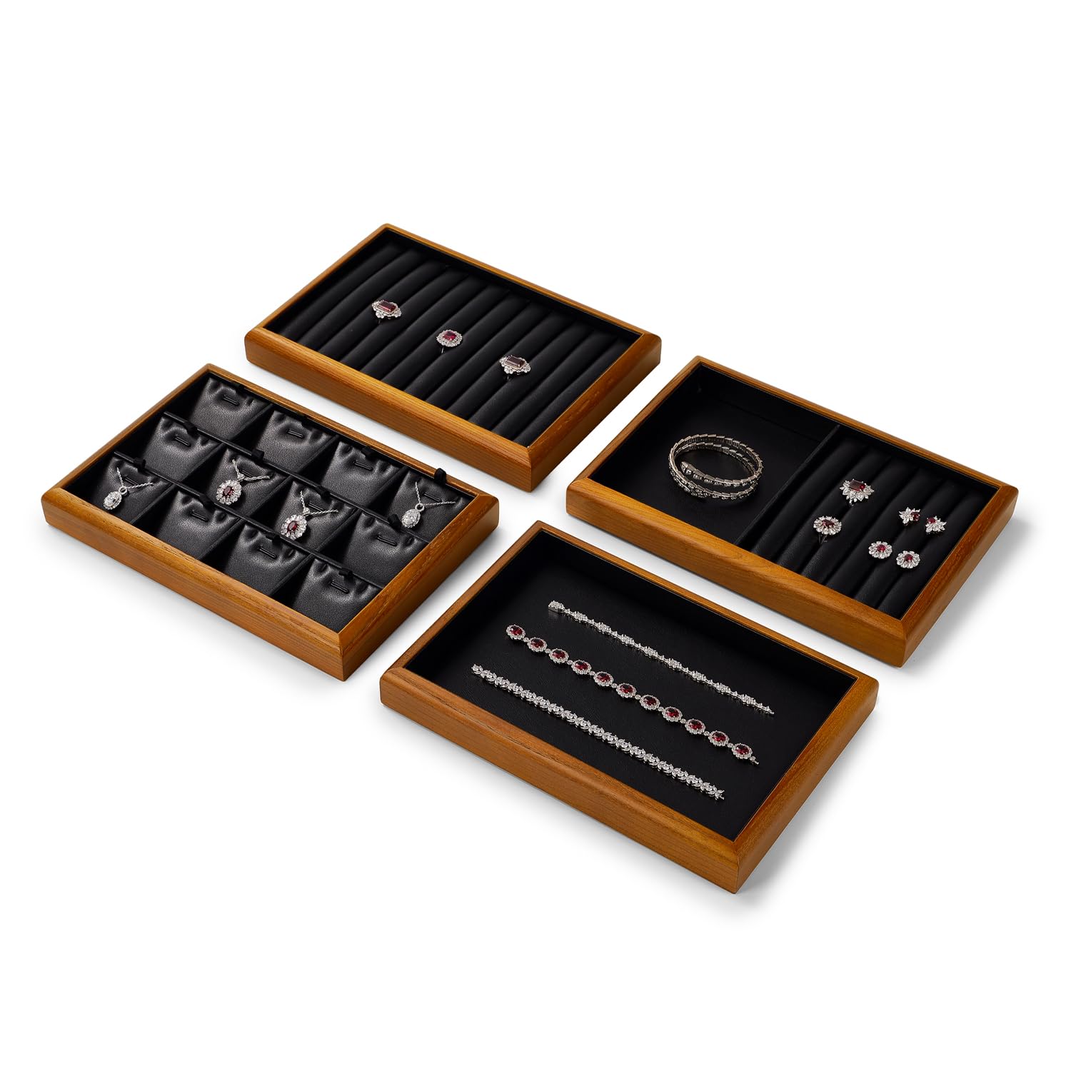 Amazon｜Papten ジュエリートレイ 木製 アクセサリートレイ 6