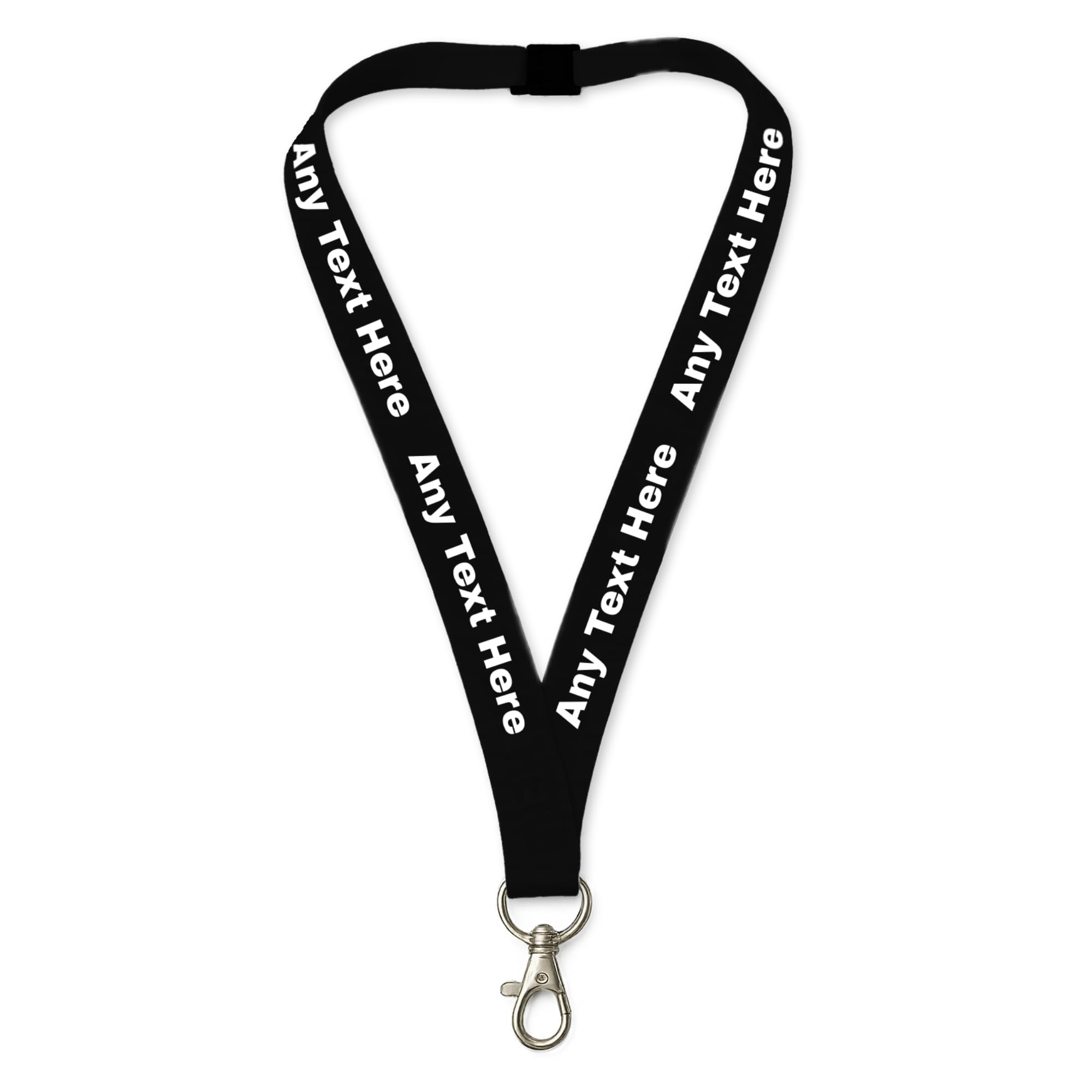 Printed Lanyards Personalised Custom Any Text Colour Lanyard Safety Break ID Card Holder. Visitor Security Company Event Gig Show Staff Teacher NHS Nurse (Black)