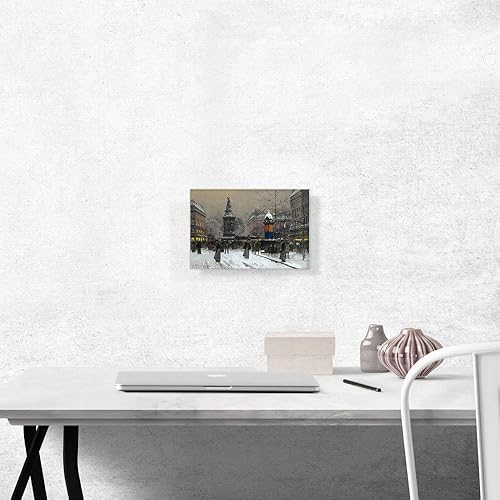 Miniatura 10 de ARTCANVAS The Place of Clichy Paris Canvas Art Print Stretched Wall Decor by Eugene Galien-Laloue - 18" x 12" (0.75" Deep)