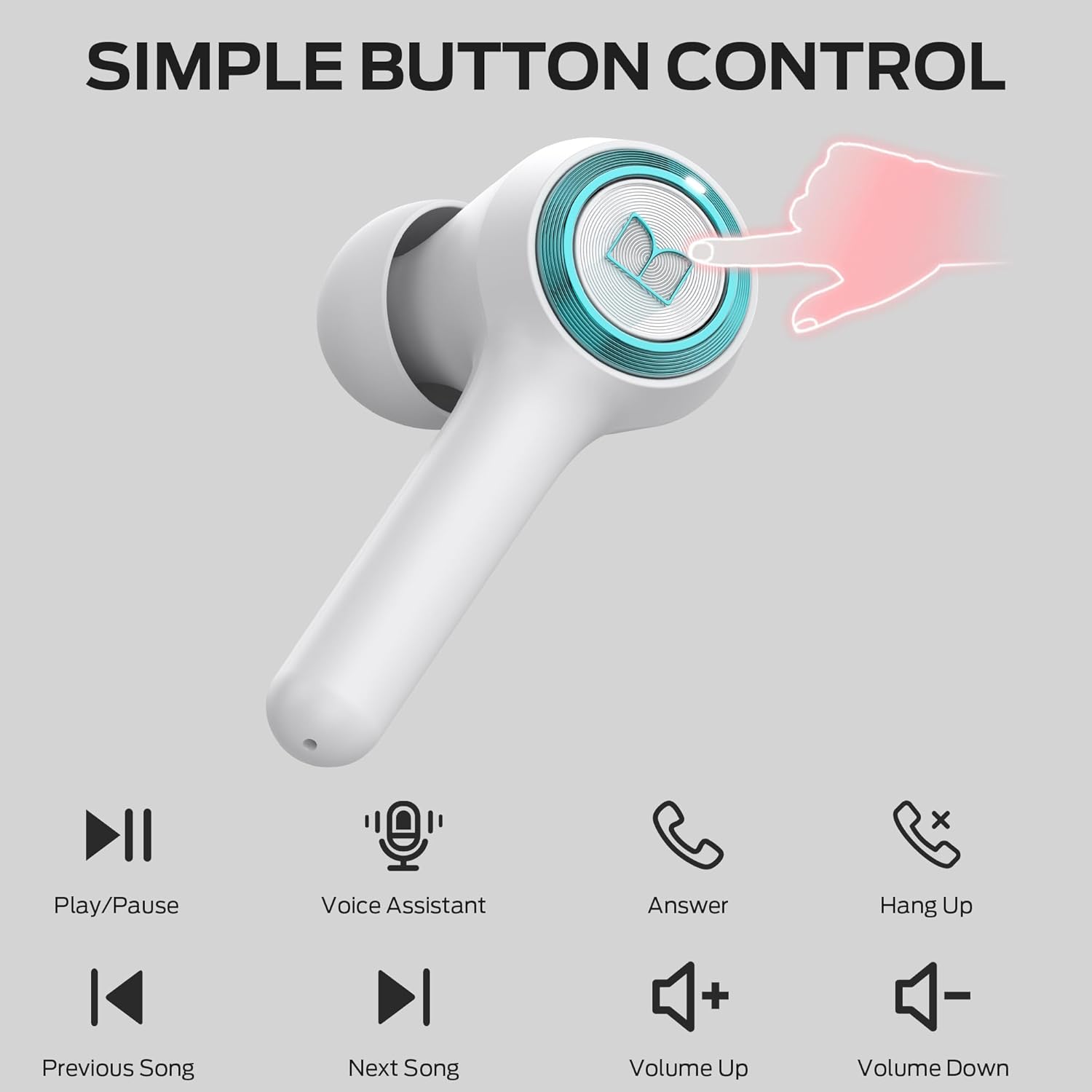 Monster Clarity 102 Plus Wireless Earbuds, Bluetooth Headphones with HiFi Stereo, 4 ENC Mic for Crystal Clear Call, 30H Playtime, Type-C Charging, IPX6 Waterproof in-Ear Ear Buds for Sports (White) - Image 8