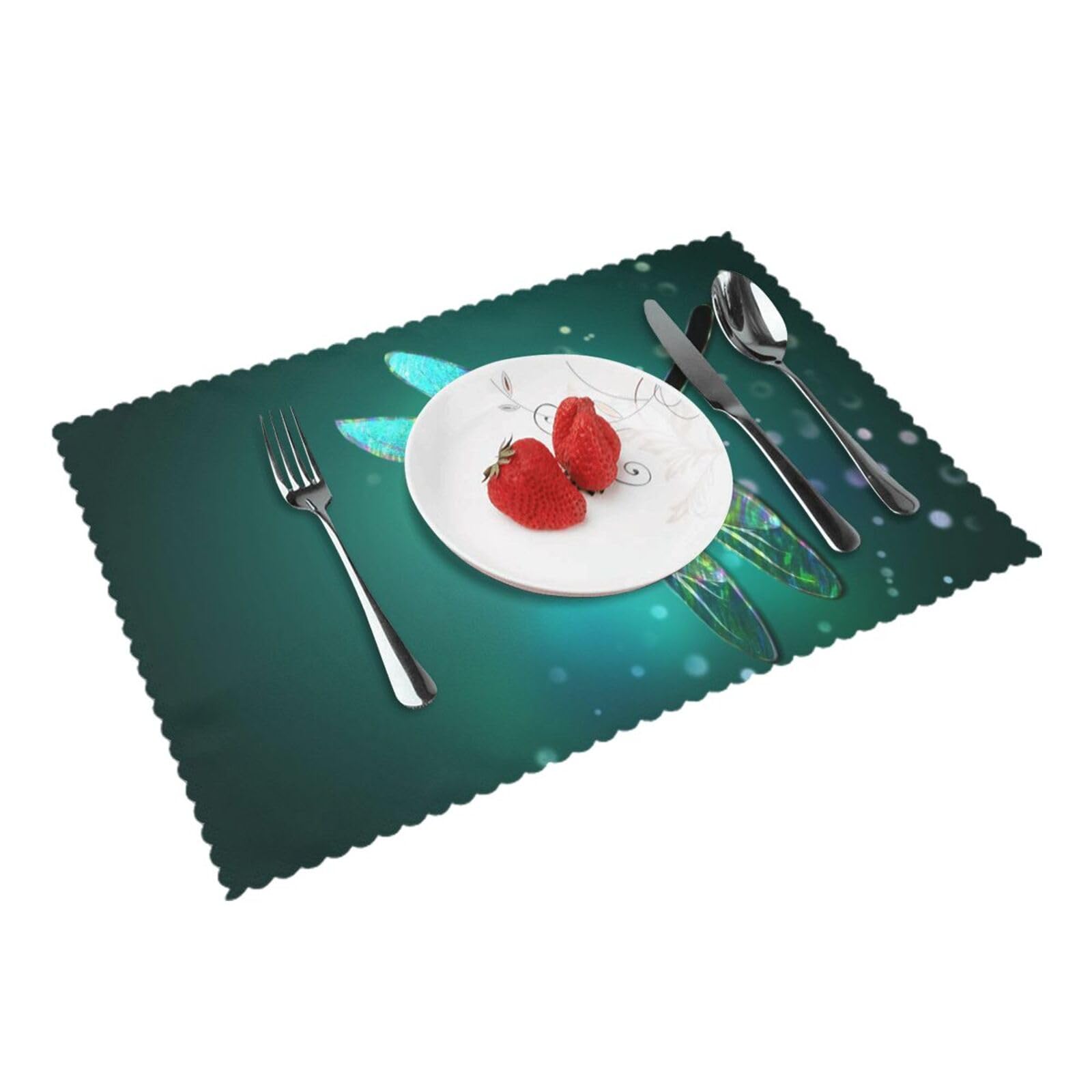 Galaxy Animal Dragonfly Printed Placemats Set of 4 PCS Washable Placemat for Kitchen Table Heat-resistant Table Mats 45x30 CM