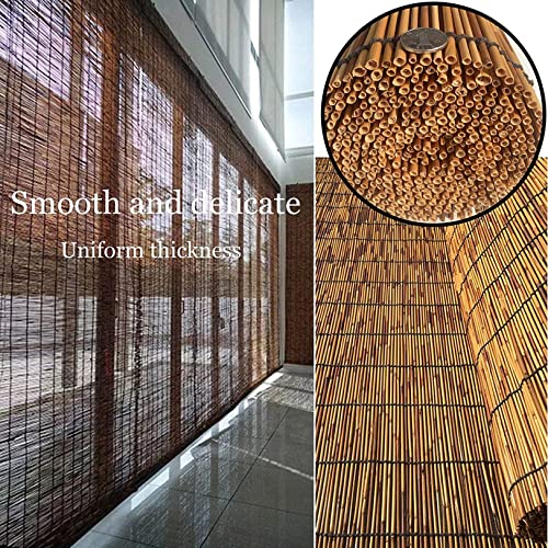 Outdoor Blinds Roll Up Shade,Bamboo Roll Up,Roman Roller Blinds,Reed Curtains With Lift,Sun Protection, Roller Blind For Indoor And Outdoor Retro Reed Curtain, Customizable-23×59In(Wxh)-Brown #TOP2