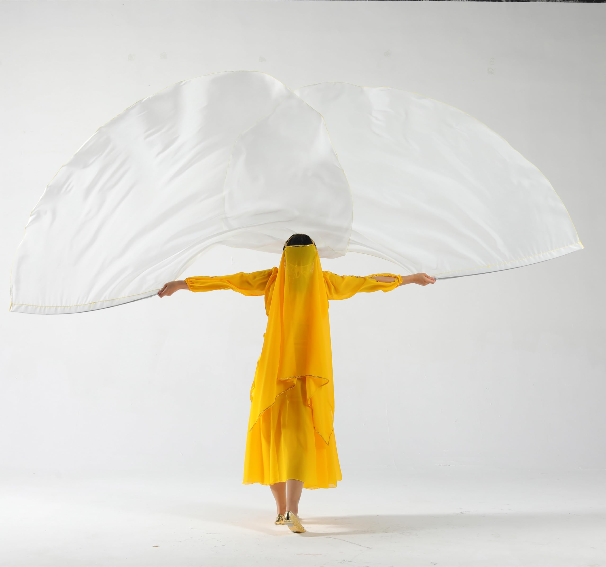 Baisdan 140 x 190 cm Bandiere di adorazione in chiffon con aste flessibile, bandiere di lode e danza di adorazione per la chiesa, adorazione profetica, danza di lode